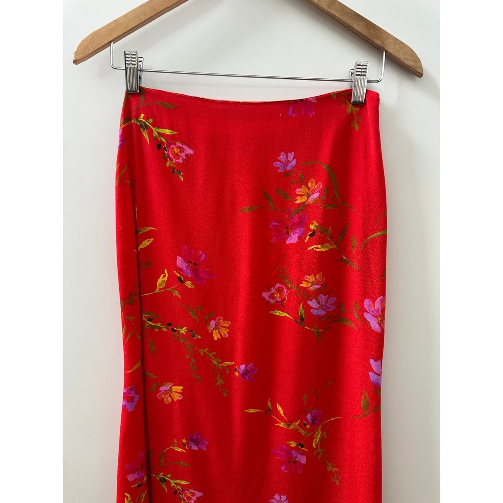 LOVERS + FRIENDS | Red Floral Midi Maxi Skirt Small Romantic Elegant Feminine - Picture 3 of 10
